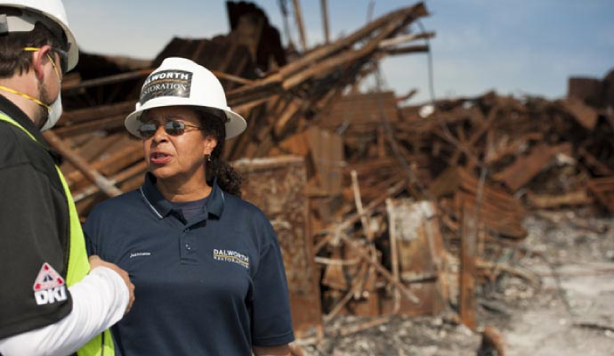 Storm damaged property assessment by Dalworth Restoration